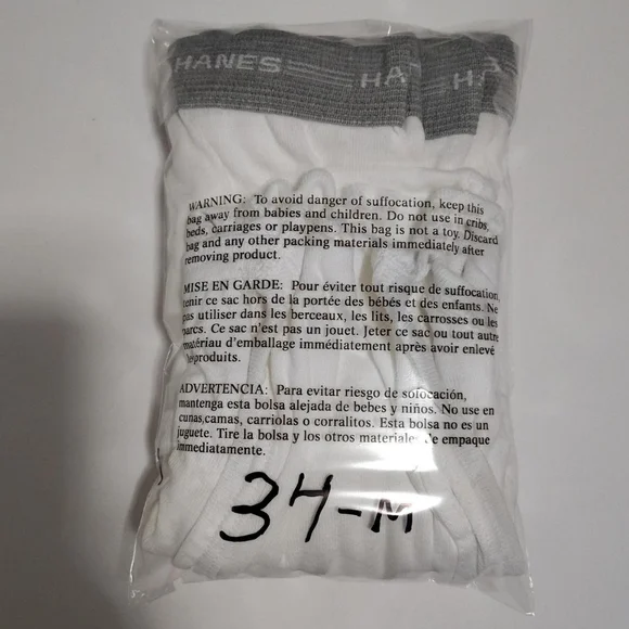 Vintage Hanes Men's Gray Waistband White Briefs 3 Pairs Size 34 - Picture 6 of 6